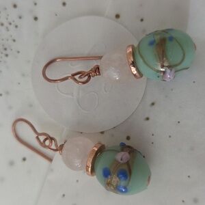 Elegant Rose Quartz and Blue Beaded Earrings